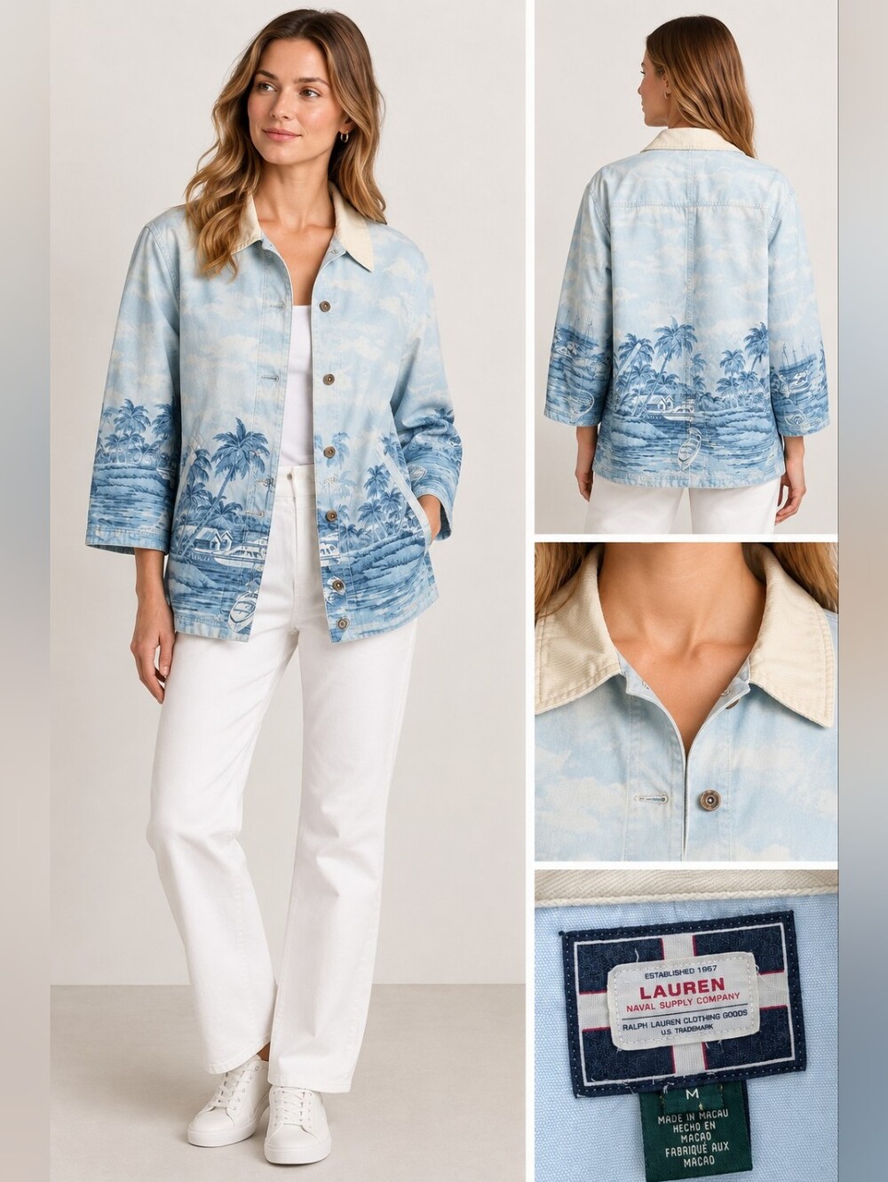 LAUREN RL NAVAL SUPPLY CO Vintage Coastal Print Jacket